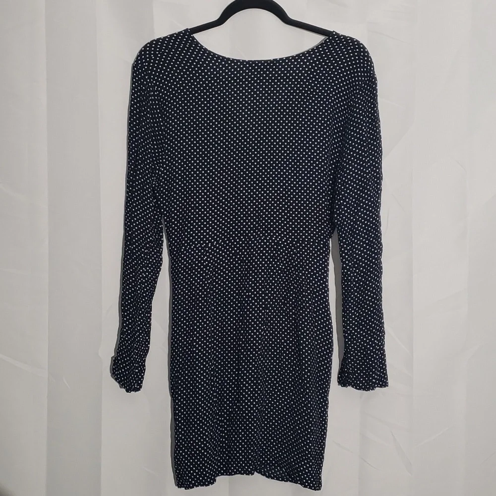 Polka Dot Wrap Dress v neck  knot front long sleeve.  size 14 - Picture 5 of 8